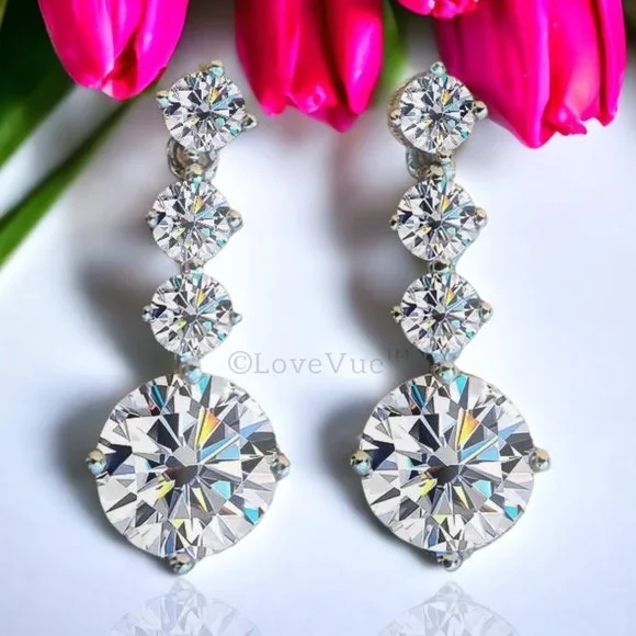 Certified 2.6ct. t.w. Diamond Brilliant Cut Dangle Drop Earrings - Picture 4 of 15